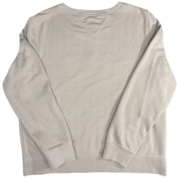 Tommy Jeans Crewneck Sweatshirt Men's Medium Beige Flag Logo Spellout Pullover - Picture 3 of 5